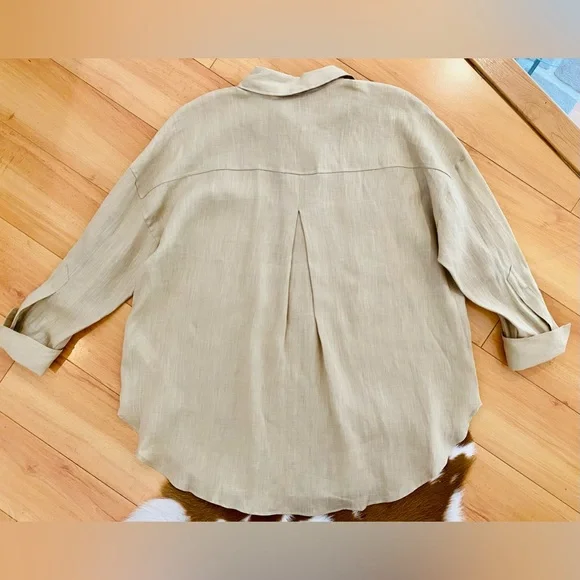 NWT! Zara Linen Shirt with Pocket | Size XS - Picture 11 of 12